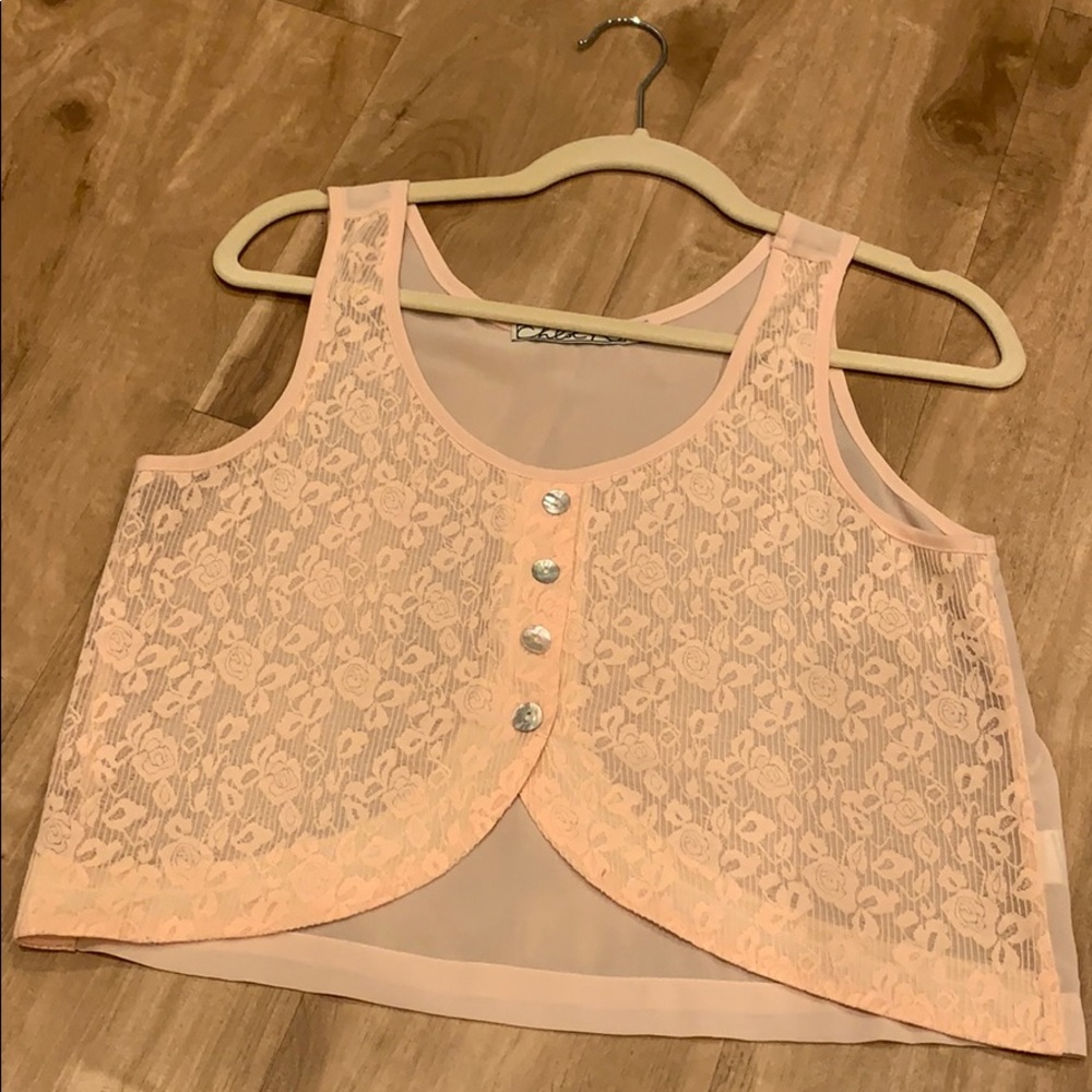 Cropped button-up tank